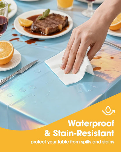 Niuara White Plastic Table Cloth - 4 Pack 54" × 108" Rectangle Disposable Tablecloths for 6FT Tables, Table Cover for Party, Holiday & Gathering Use