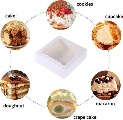 24 pcs12x12x3 Inch Bakery Boxes with Window, White 12 inch Cake Pastry large Pie Cookie Box for Dessert,strawberry,Chocolates Boxes