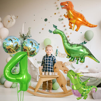 Dinosaur 5th Birthday Decorations, Dinosaur Birthday Party Decorations with Giant Inflatable Dinosaur Balloons 40 Inch Helium Foil Mylar Number 5 Balloons for Dinosaur Theme Birthday Party Decorations