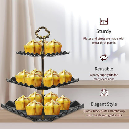NWK 5 Piece Cake Stand Set with 2 x Large 3-Tier Cupcake Stands, 3 x Appetizer Trays, for Wedding Birthday Baby Shower Tea Party Decorations (White)