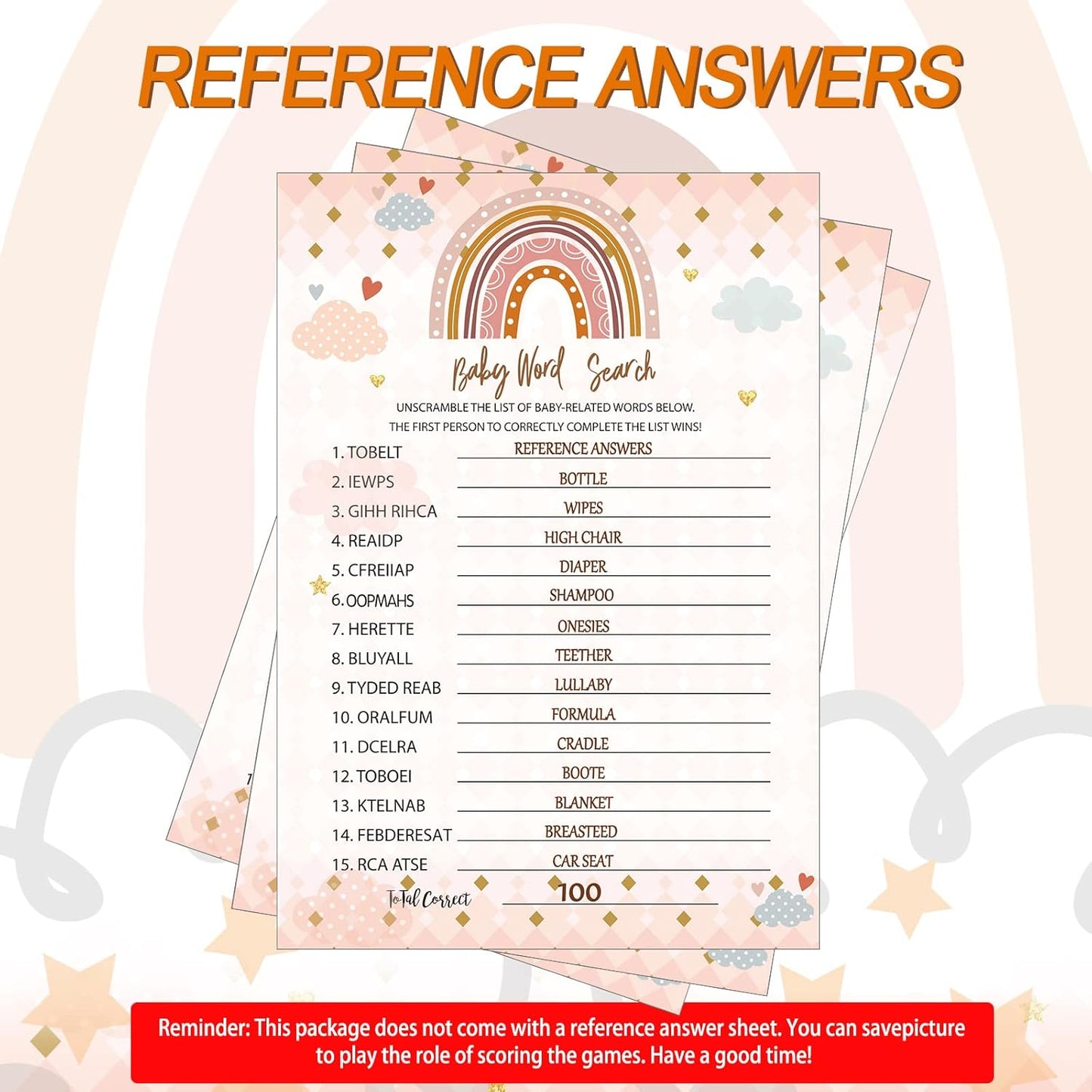 Yinder 145 Pcs Baby Shower Games Activities Cards with 20 Pencils Includes Baby Bingo Description and Wishes Guess Who Price is Right Word Scramble Game(Here Comes the Son)