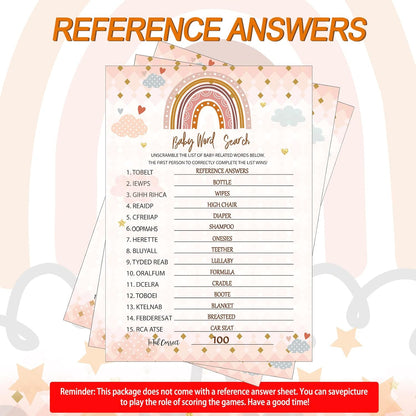 Yinder 145 Pcs Baby Shower Games Activities Cards with 20 Pencils Includes Baby Bingo Description and Wishes Guess Who Price is Right Word Scramble Game(Here Comes the Son)