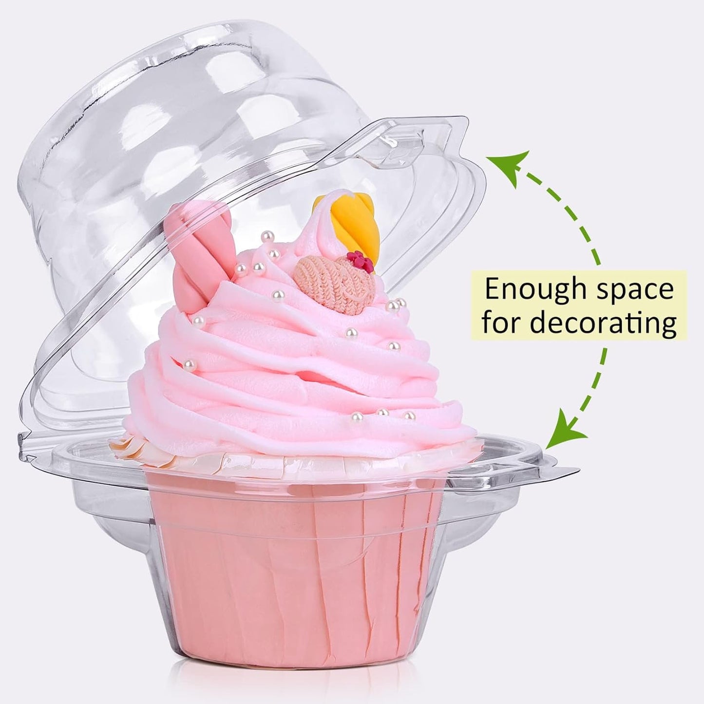 2 Cavity Cupcake Boxes-Stackable Regular Cupcake Carrier Holder, Thicker Clear Cupcake Boxes, Non-slip High Topping Cupcake Containers for Cupcakes, Muffins (50)