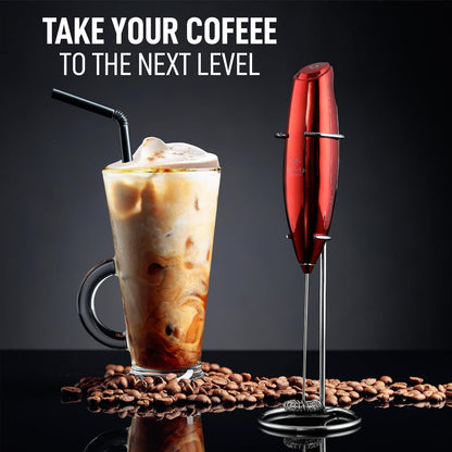 Zulay Kitchen Powerful Milk Frother AA Batteries Included – Ultra Fast Handheld Drink Mixer with Stainless Steel Whisk Stirrer for Coffee, Protein, Matcha & More, Frother Wand Electric Frothmate Black - Colors E