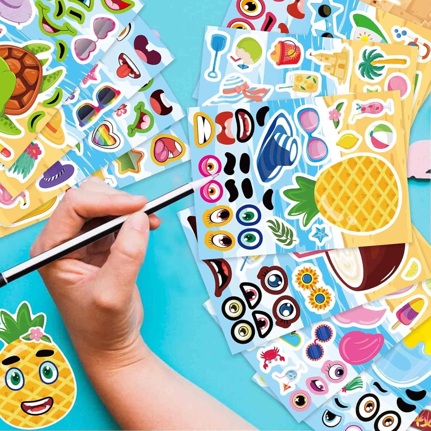 24 Sheets Make a Face Stickers for Kids Toddlers, Make Your Own Animal Mix and Match Sticker Sheets with Sea Animals Horses Dinosaurs Unicorns for Kids Crafts Party Favors Goodie Bags Stuffers