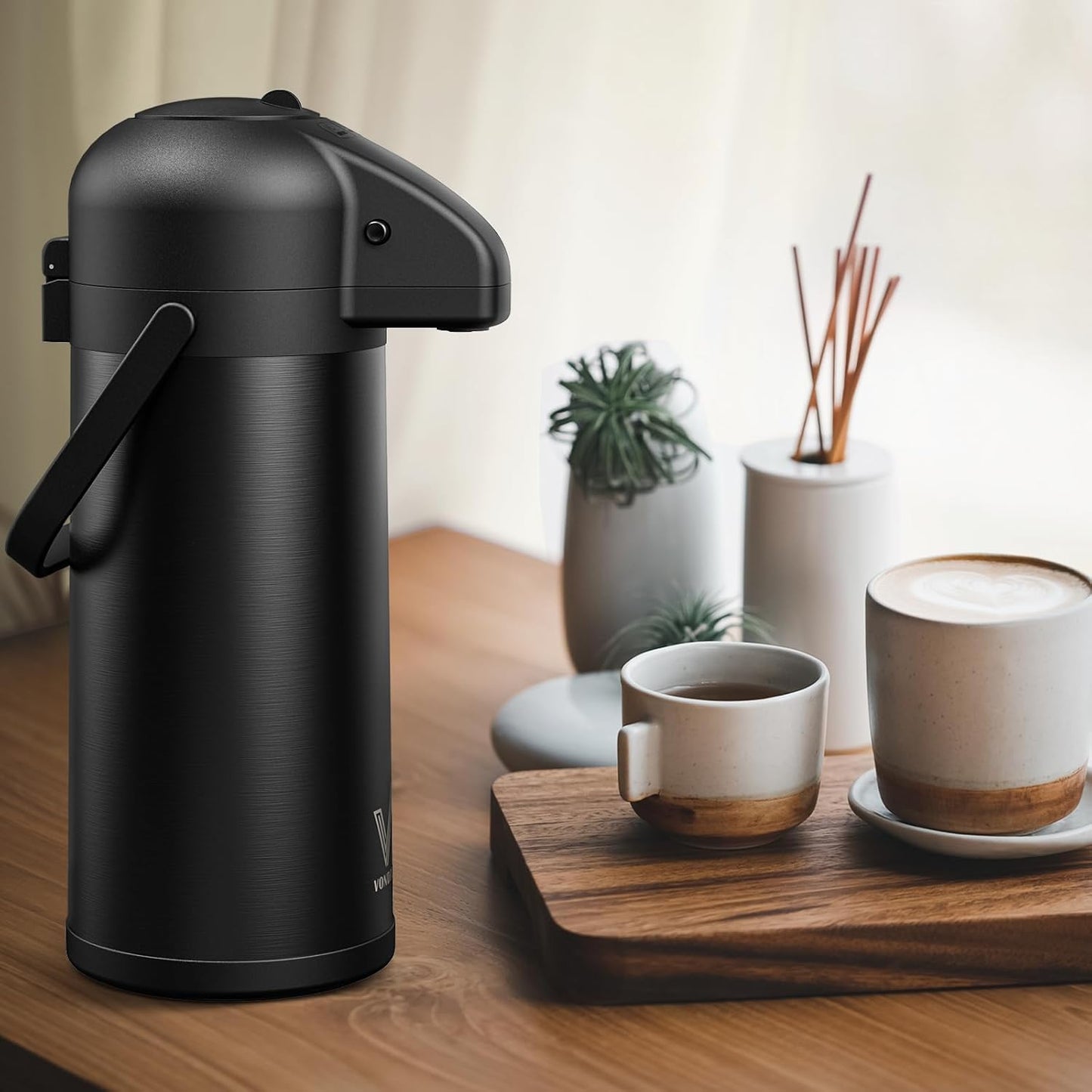 Coffee Carafe for Keeping Hot - 102oz/3L Airpot Coffee Dispenser with Pump - Insulated Stainless Steel Hot Beverage Dispenser for Parties - Thermal Carafe for Hot Drinks Water Tea Chocolate