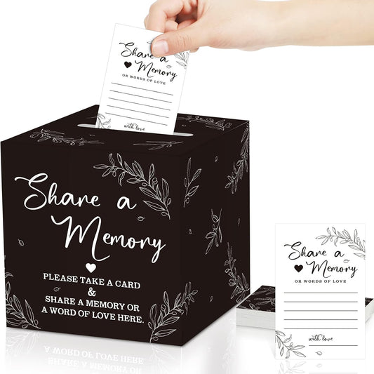 Pajean 50 Pcs Share a Memory Cards for Collections of Life, Memory Cards Box for Guest Ideas Funeral Graduation Wedding Bridal Shower Birthday Anniversary Retirement(Kraft Color)