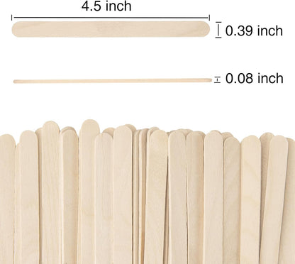 WISYOK 240 Pcs Natural Wood Craft Sticks, Popsicle Sticks, Lolly Sticks for Crafts 4.5 Inch, Ideal for Homeschool Arts and Crafts, Waxing Supplies, Classroom Art Supplies