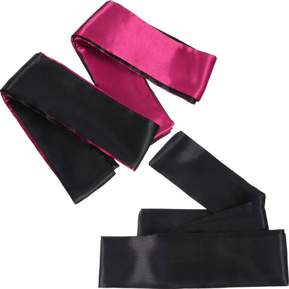 Hestya 2 Pack Sleeping Mask Satin Eye Mask (Black Red) Blindfold, 150 cm