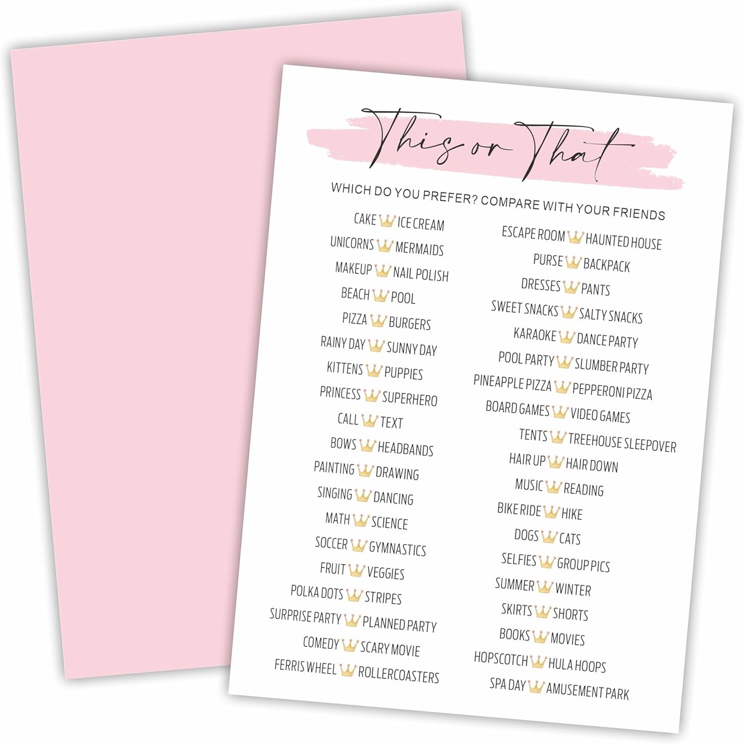 DYIRBIIY Minimalism Birthday Party Game Cards - Selfie Scavenger Hunt - 20 Blush Double-Sided Fill in Style Funny Birthday Party Game Cards for Adults, Party Supplies & Activities - A02