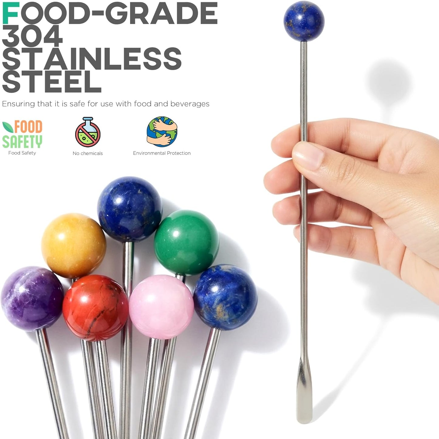 Homestia 7.5" Stainless Steel Cocktail Stirrers with Cute Animal Design, Set of 6 Reusable Swizzle Sticks for Coffee, Martini, Drinks - Dishwasher Safe Metal Bar Tools Stir Sticks