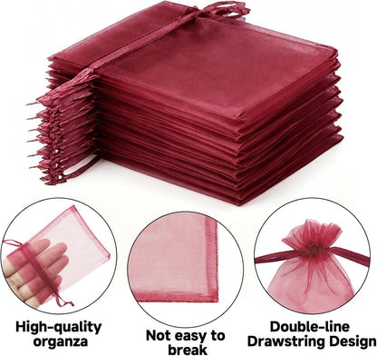 joycraft 50Pcs Organza Bags, 2x3 inch Gift Favor Bags, White Wedding Favor Bags, Jewelry Pouches with Drawstring, Mesh Bags Drawstring for Jewelry, Festival, Makeup, Candy, Desserts
