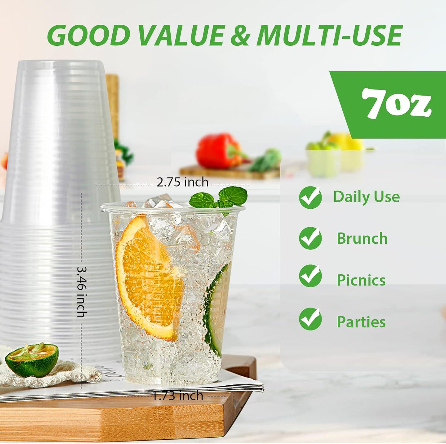 Lilymicky 500 Pack 9 oz Clear Plastic Cups, Disposable Drinking Cups, Plastic Party Cups for Birthday Parties, Picnics, Ceremonies, and Any Events