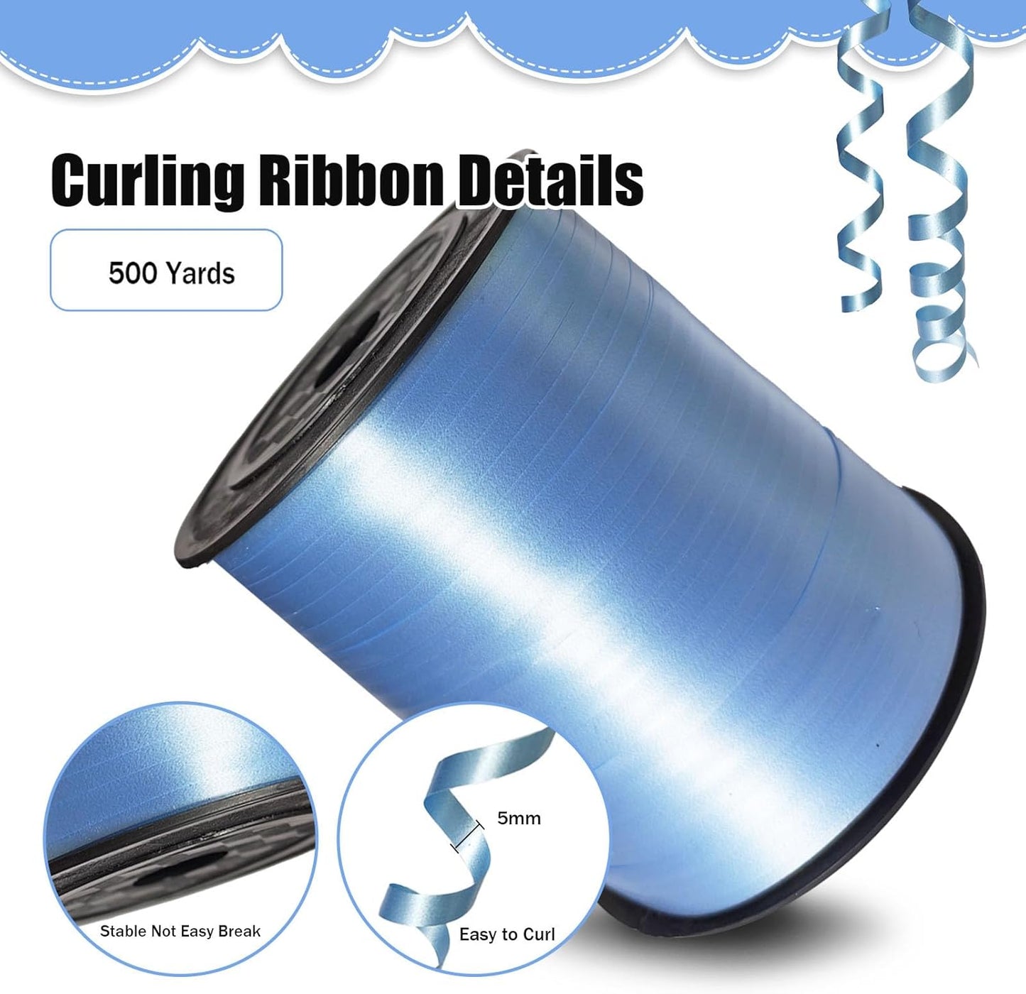500 Yards Curling Ribbon， Black Balloon String Ribbon，for Gift Wrapping，Party Decoration, Wedding,Birthday，Art Crafts, Florist Flower