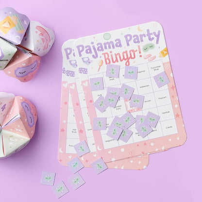 Big Dot of Happiness Pajama Slumber Party - Bingo Cards & Markers, Girls Sleepover Birthday Party Bingo Game, Games & Activities for Girls Parties -Set of 18