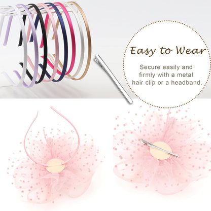 DRESHOW Fascinators Hat Flower Mesh Ribbons Feathers on a Headband and a Clip Tea Party Headwear for Girls and Women - Colors B