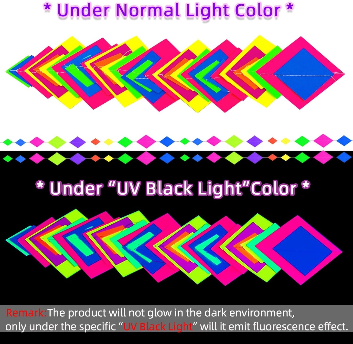 56 Pieces Rainbow Hanging Swirl Decorations Neon Swirl Streamers UV Neon Garland Ceiling Decorations Glow in The Dark Neon Party Supplies and Decorations Black Light Party Kit for Birthday Wedding