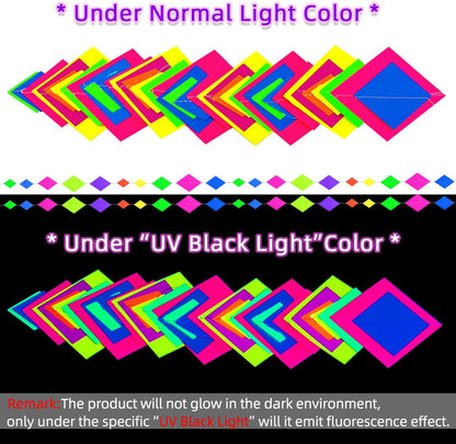 56 Pieces Rainbow Hanging Swirl Decorations Neon Swirl Streamers UV Neon Garland Ceiling Decorations Glow in The Dark Neon Party Supplies and Decorations Black Light Party Kit for Birthday Wedding