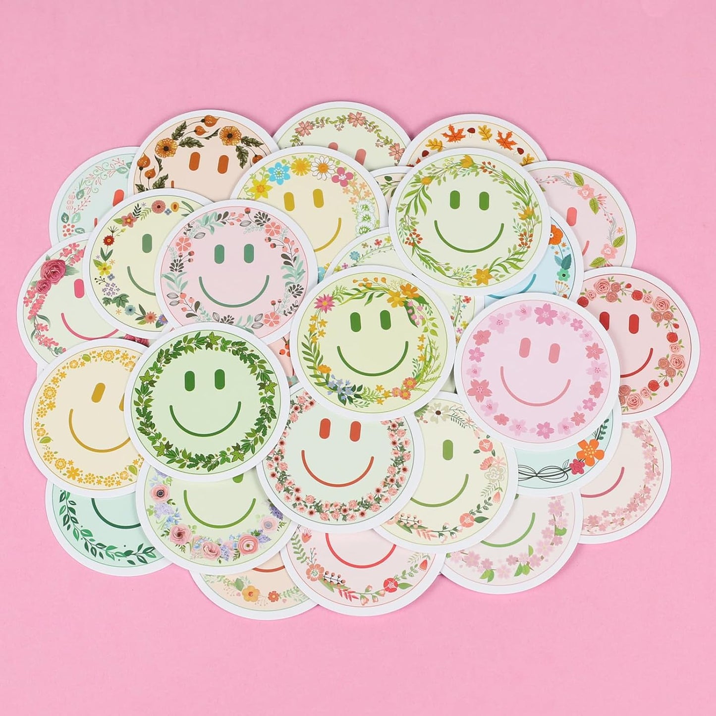 50PCS Smiling Stickers, Cute Water Bottle Stickers for Kids, for Teaching Rewards, Notebooks, Stationery, Luggage, Cartoon PVC Happy Stickers