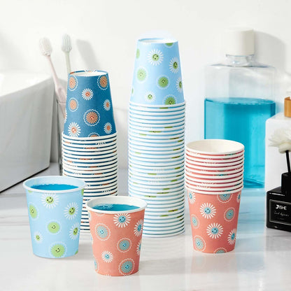 SIUQ 300 Pack Paper Cups 8 oz, Disposable Coffee Cups, Paper Coffee Cups 8 oz, Colourful Hot/Cold Beverage Drinking Cup for Water Juice or Tea, Office Party Home Travel - Daisy