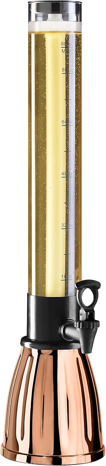 OGGI Beer Tower 88oz - Beverage Dispenser with Spigot & Ice Tube, Margarita Tower, Mimosa Tower, Perfect Drink Dispensers for Parties, Drink Tower, Holds 6 Pints of Beer – Stainless
