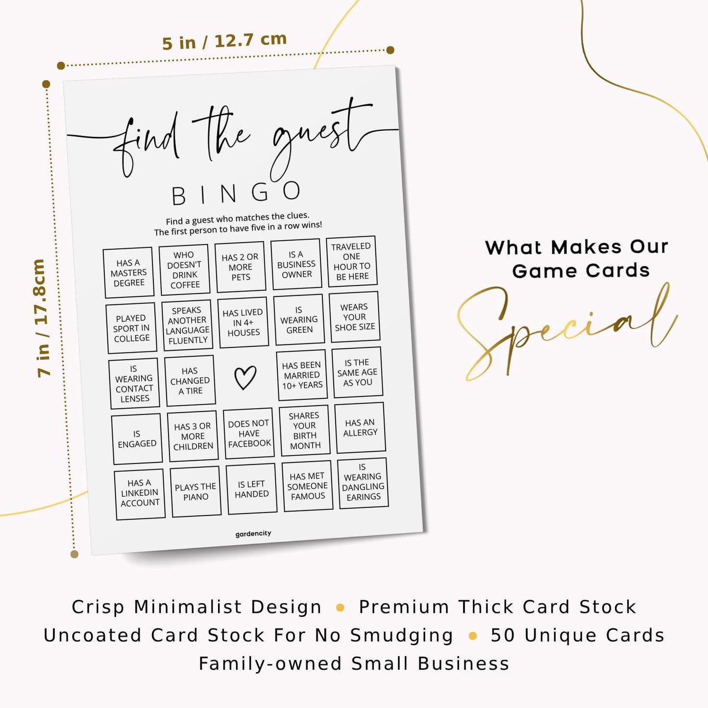GardenCity Find The Guest Bingo Game Cards, Bridal Shower Games, Baby Shower Bingo Game, Wedding Game, 50 Unique Cards, Minimalist