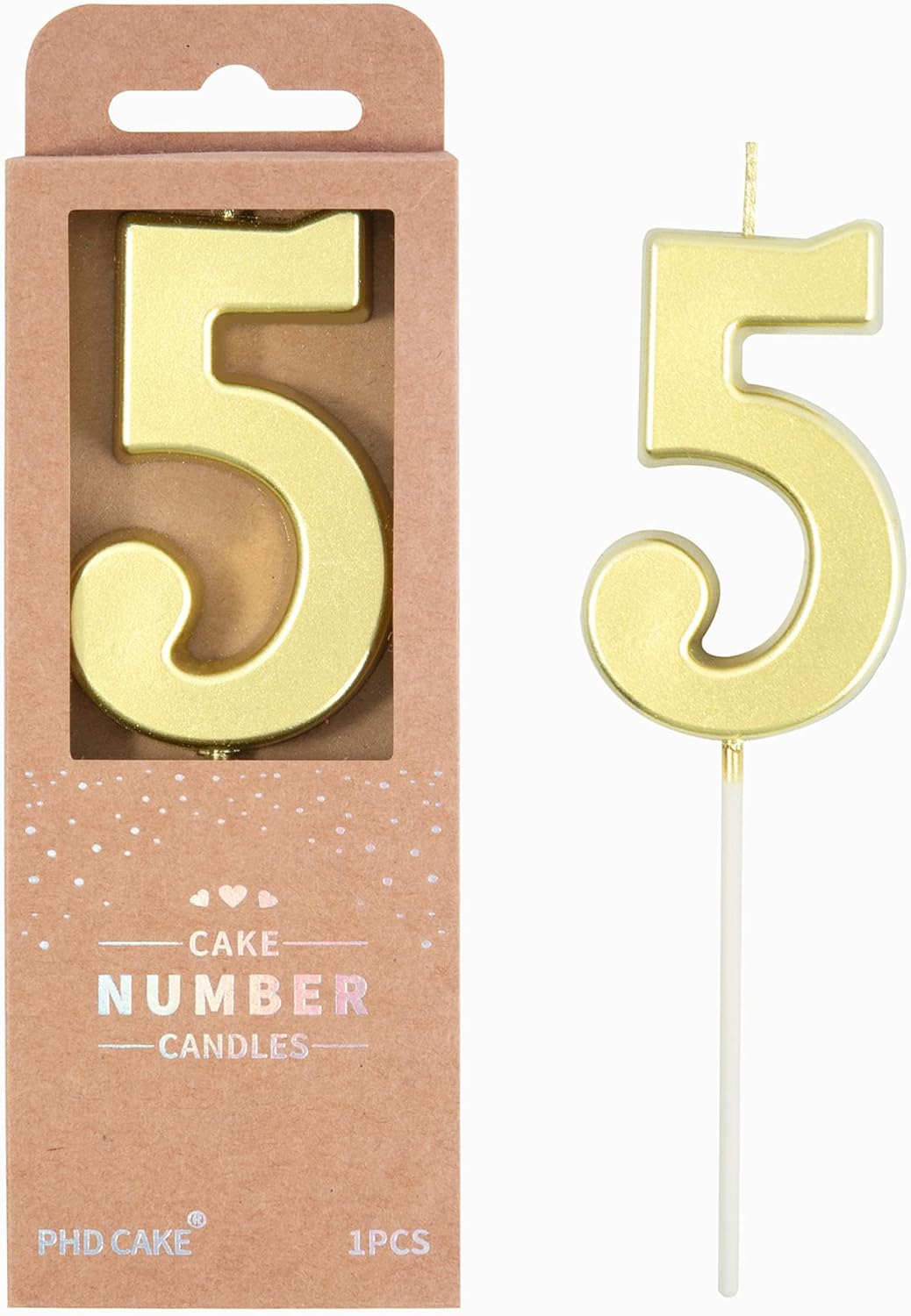 PHD CAKE 2.76 Inch Modern Gold 2 Number Birthday Candles, Gold Number Candles, Cake Number Candles, Party Celebration