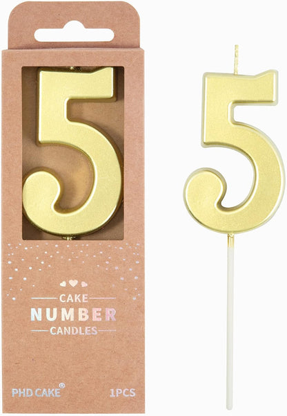 PHD CAKE 2.76 Inch Modern Gold 2 Number Birthday Candles, Gold Number Candles, Cake Number Candles, Party Celebration