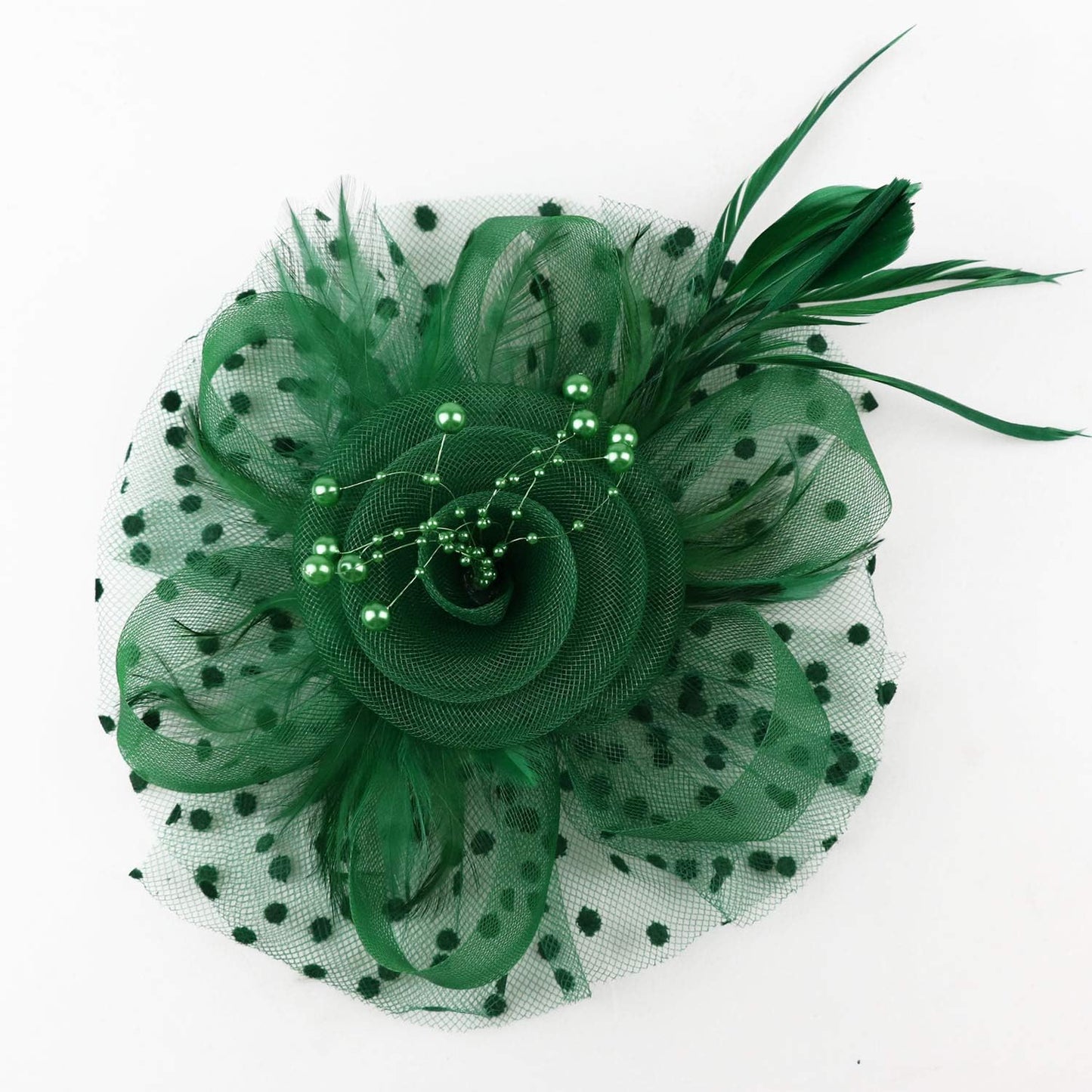 DRESHOW Fascinators Hat Flower Mesh Ribbons Feathers on a Headband and a Clip Tea Party Headwear for Girls and Women - Colors A