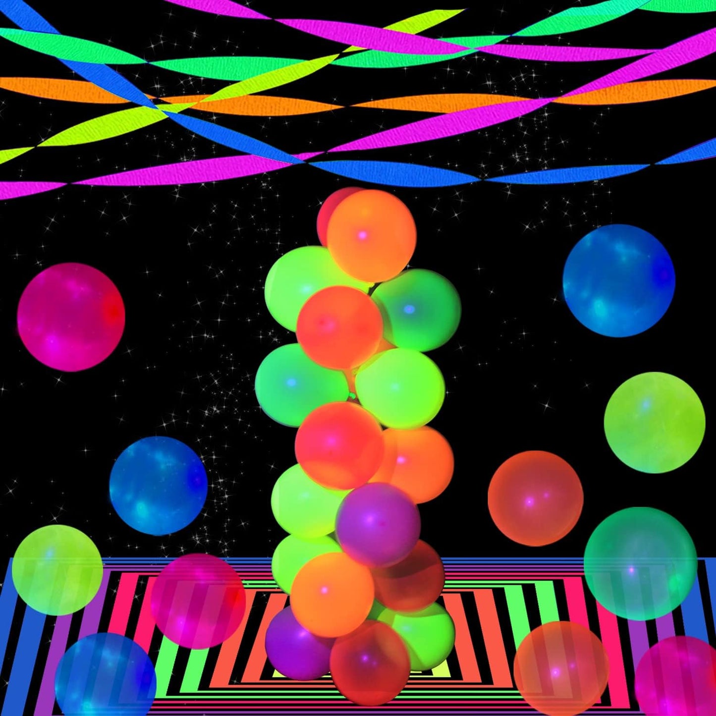 600 feet Glow Crepe Paper Streamers UV Glow Party Neon Streamer Decorations Glow in The Dark Black Light Reactive Fluorescent Neon Paper Party Streamers Wedding Birthday Blacklight Party Supplies
