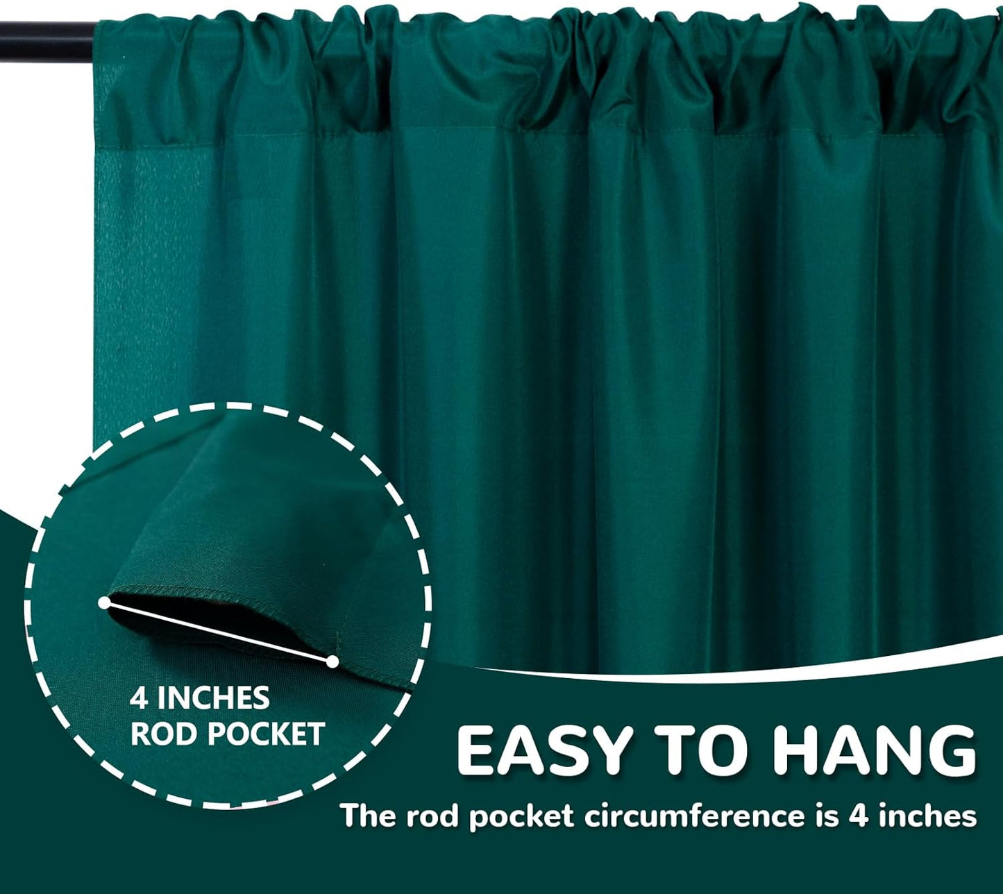 MEETSKY Black Backdrop Curtains for Parties - 10ft x 8ft Party Photo Background Curtain Rod Pocket Fabric Drapes Panels for Boys Birthday Holiday Home Halloween Decoration, 5ft x 8ft, 2 Panels