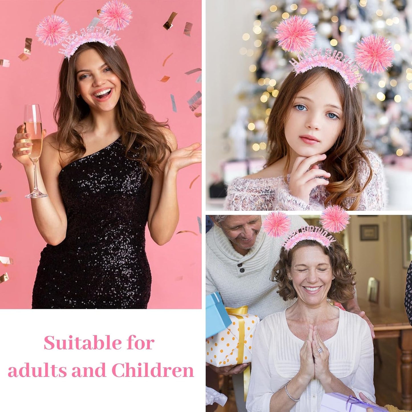 CAVETEE Happy Birthday Crown and Tiara for Women & Girls Party Decorations Gifts