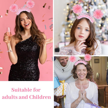 CAVETEE Happy Birthday Crown and Tiara for Women & Girls Party Decorations Gifts