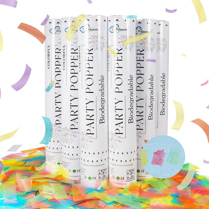 White Mix Gold Rice Confetti Cannon,6Pack Biodegradable Mulitcolor Confetti Poppers Party Shooters,12inch Party Poppers For Lawns Wedding,Birthday,Celebrations,Photo Shoots and New Years.