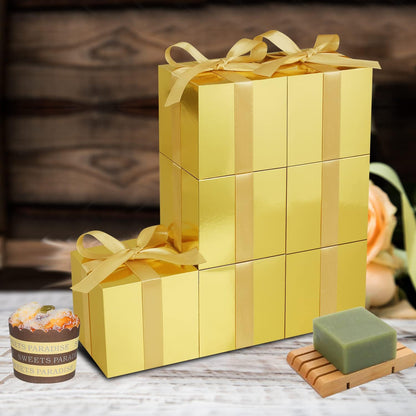 100 Pack Small Gift Boxes, 2x2x2 Inches Favor Boxes Gold Paper Gift Boxes with Lids for Presents, Crafting, Cupcake Boxes, Gifts, Candy Boxes for Wedding Party Bridal Shower Baby Shower Favors