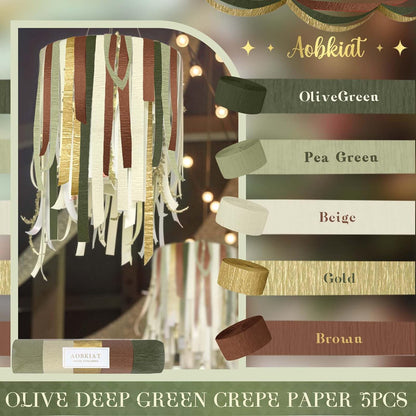 AOBKIAT Colorful Streamers Party Decorations,5 Rolls Vintage Rainbow Crepe Paper Streamers for Birthday,Candyland Theme Baby Shower,Fiesta,Wedding,Christmas,DIY Craft Crepe Paper,1.8 Inch x 82 Ft/Roll