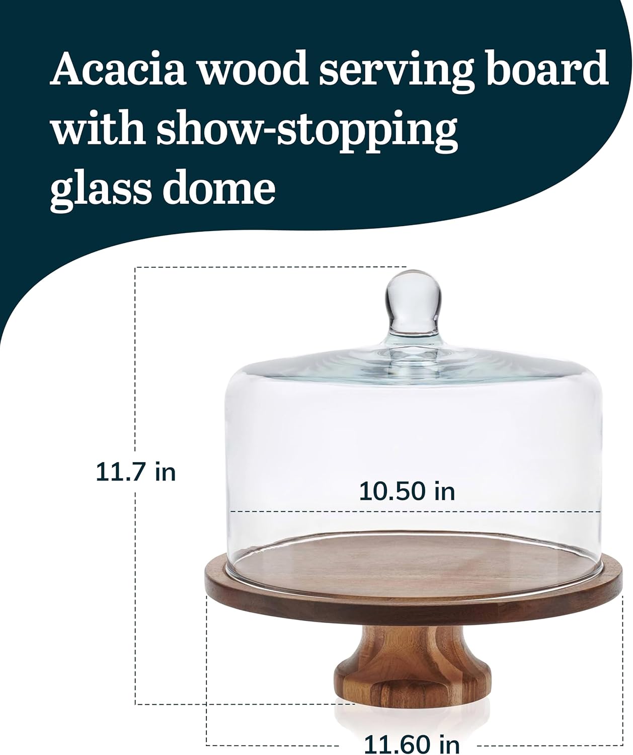 Libbey Selene Glass Cake Stand with Dome Lid, Elegant Curved Footed, Covered Cake Stand, Versatile Serving Dish for Variety of Desserts and More