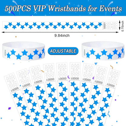 500 Pcs Stars Paper Wrist Bands for Events Waterproof Wristbands Lightweight Festival Identification Bracelets Neon Adhesive Event Arm Bands for Party（Red）