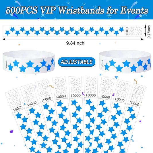 500 Pcs Stars Paper Wrist Bands for Events Waterproof Wristbands Lightweight Festival Identification Bracelets Neon Adhesive Event Arm Bands for Party（Red）