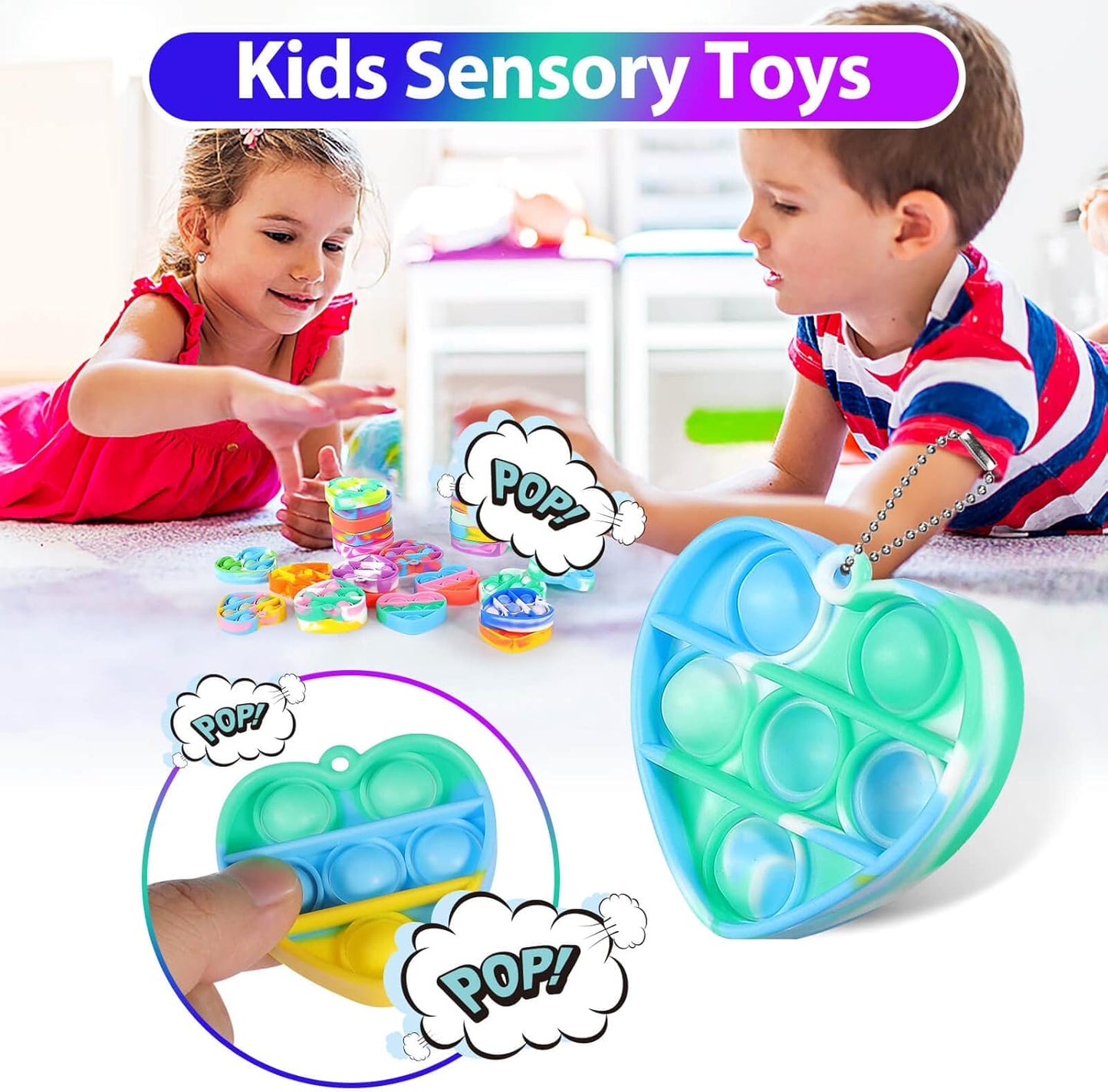 Pop Fidget Toys Bulk Its Party Favors for Kids 4-8 8-12 30 Pack Mini Pop Keychain It Small Fidgets for Classroom Prizes School End of Year Student Gifts from Teacher Birthday Goodie Bag Stuffers