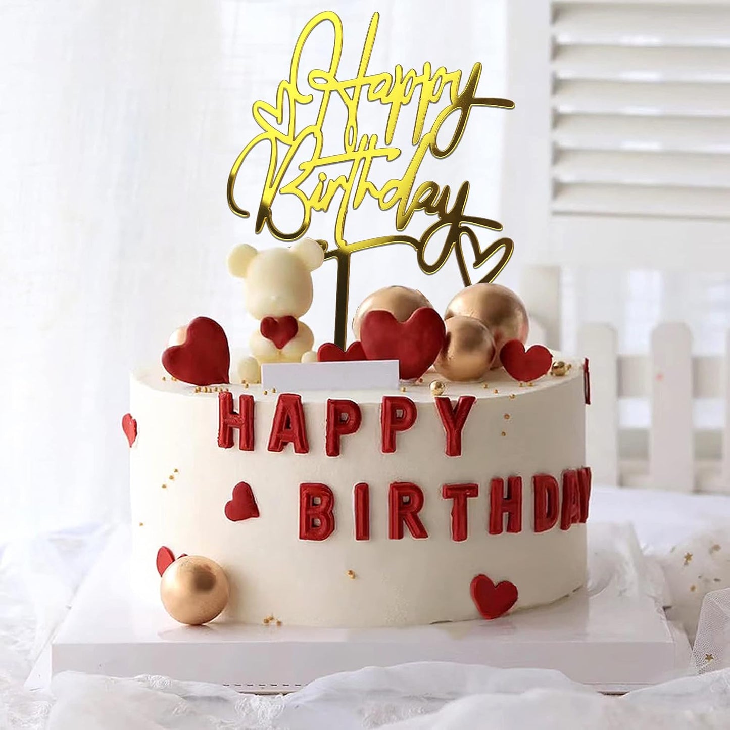 40 PCS Happy Birthday Cake Topper Acrylic Cupcake Topper A Series of Birthday Cake Supplies Decorations 10 Styles 4 Colors