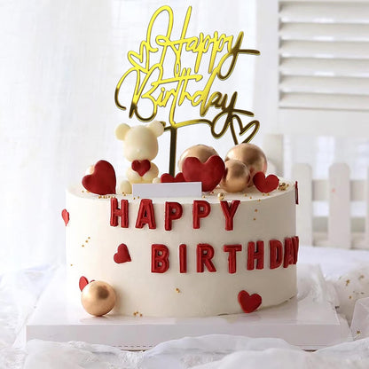 40 PCS Happy Birthday Cake Topper Acrylic Cupcake Topper A Series of Birthday Cake Supplies Decorations 10 Styles 4 Colors