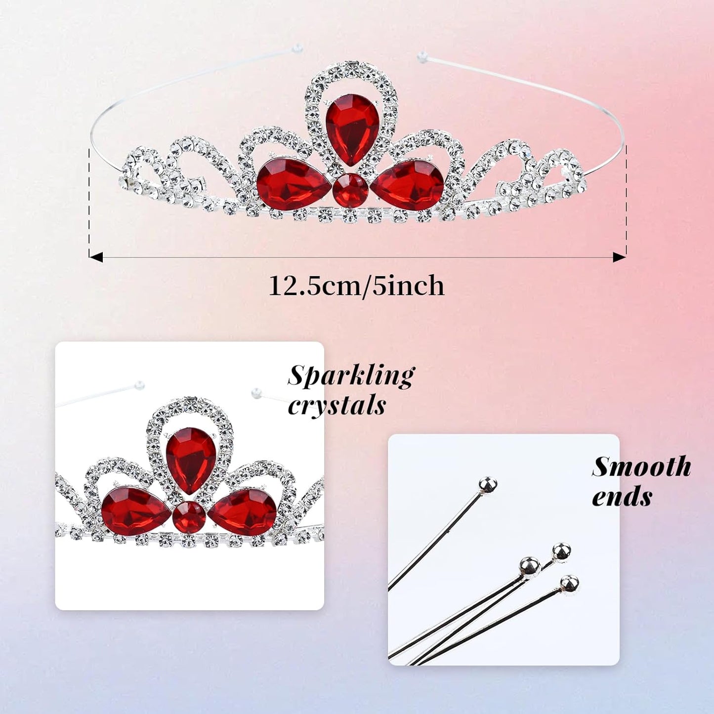 Cinaci 8 Pieces Princess Colorful Dazzling Crystal Rhinestone Silver Metal Tiara Crown Headbands Wedding Birthday Party Prom Headpieces Hair Styling Accessories