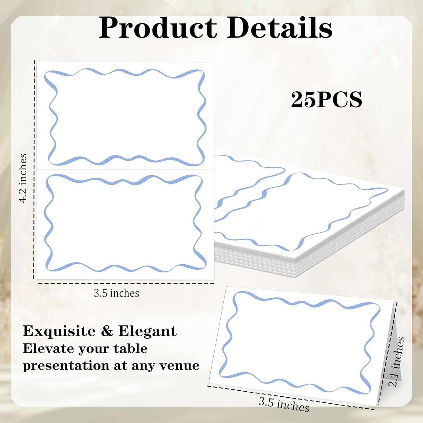 Mermaid Place Cards for Table Setting, 2 x 3.5" Escort Cards, 25 Under The Sea Tent Cards Food Label for Dinner Party, Wedding, Bridal Shower, Baby Shower, Birthday Party Supplies