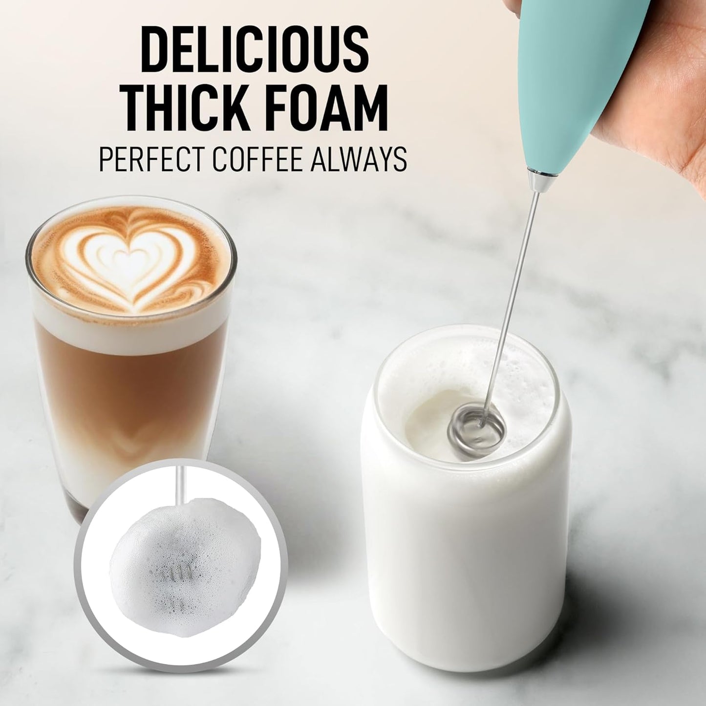 Zulay Kitchen Powerful Milk Frother Wand With Duracell Batteries - Ultra Fast Handheld Drink Mixer - Electric Whisk Foam Maker for Coffee, Lattes, Cappuccino & Matcha - Z1 Motor - Black - Colors B