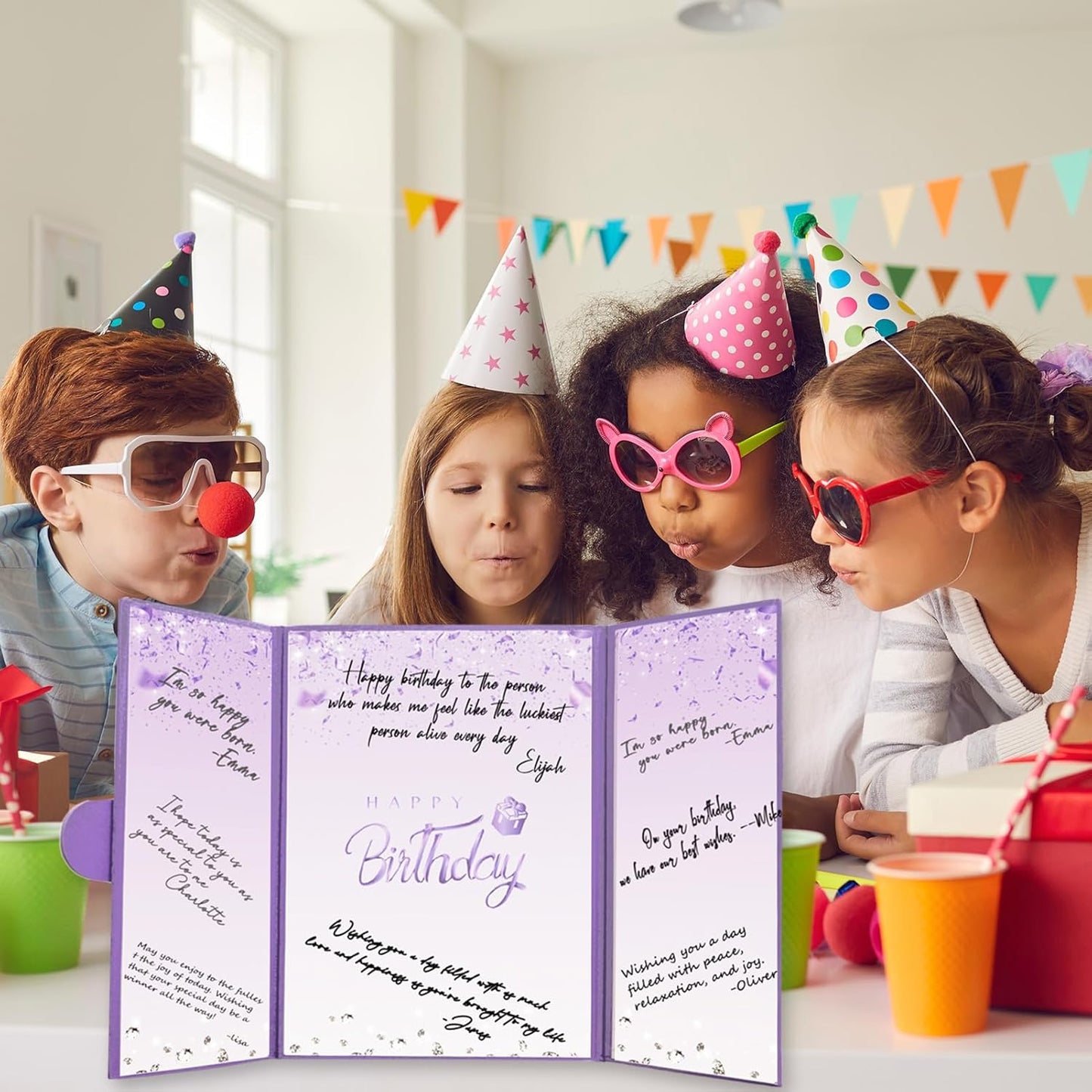 Crenics Black and White Birthday Decorations Women Men, Creative Birthday Guest Signature Book Alternative 18" x 12", Great Party Gifts for Girls or Boys