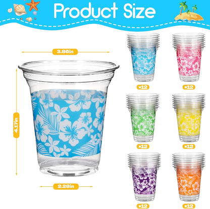 Atonofun 72 Pack Hawaiian Luau Party Decorations Cups -14OZ Disposable Tropical Party Cups for Hawaiian Luau Beach Theme Birthday Party Decorations