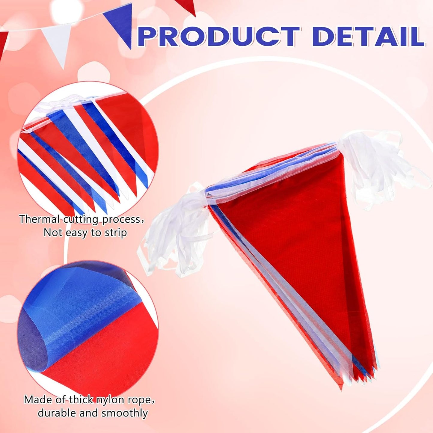 Tatuo 200 Feet Solid Pennant Banners Flags String Triangle Hanging DIY Bunting Flags Party Decorations for Grand Opening Party Banners for Kids Birthday, Shops (White)