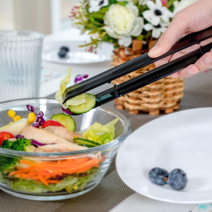 Plastic Serving Utensils, 9" Clear Disposable Utensils 18 Pack, 6 Serving Tongs, Spoons, Forks