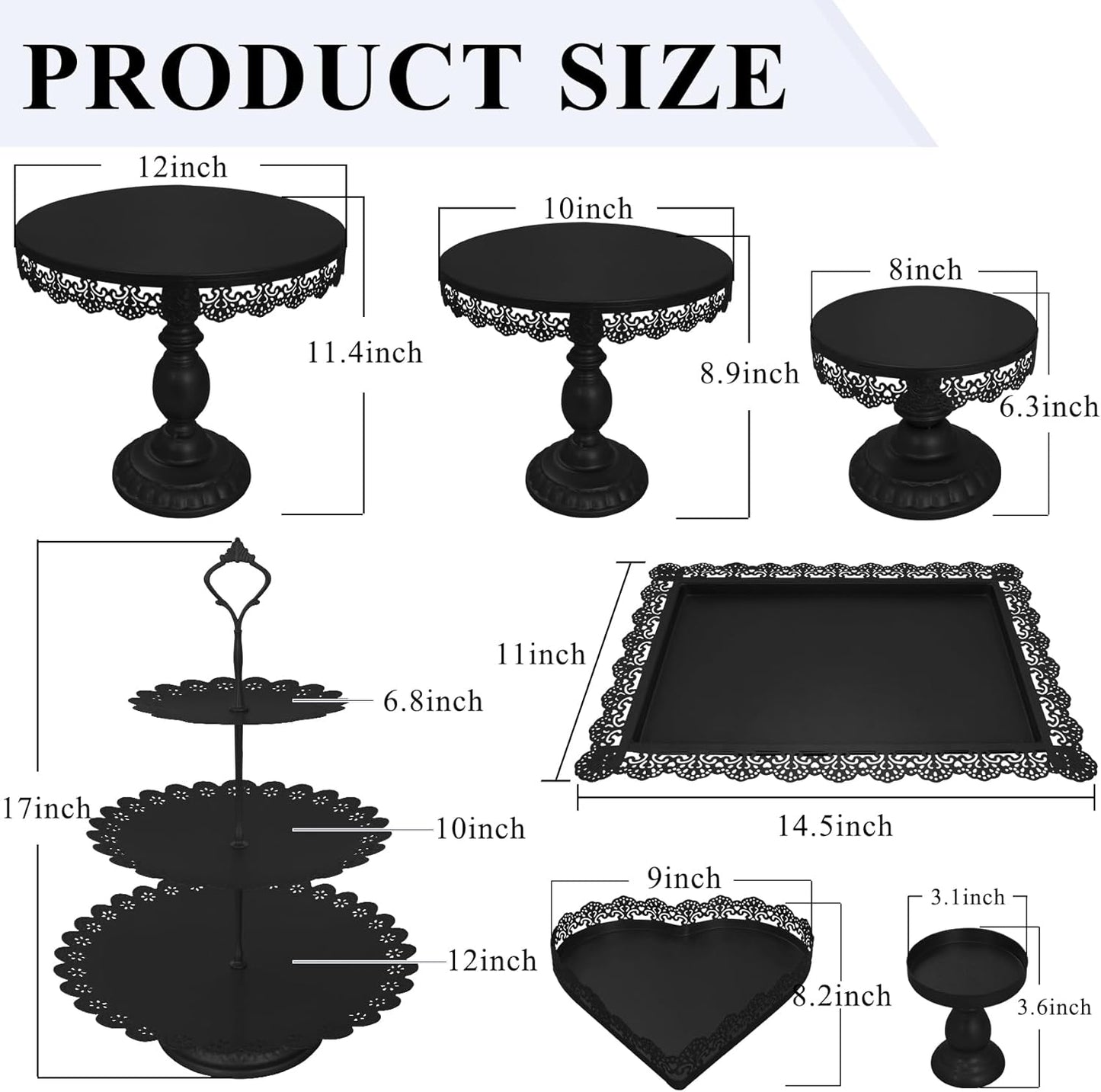 Set of 9 Cake Stands Metal Cupcake Stand Set Multiple Styles Candy Fruit Display Tower Dessert Plate Cake Serving Tray for Birthday Party Wedding Anniversary Baby Shower Engagement (Gold)